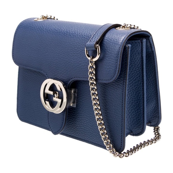 Gucci Blue Leather Shoulder Bag 100% Authentic - Picture 3 of 5